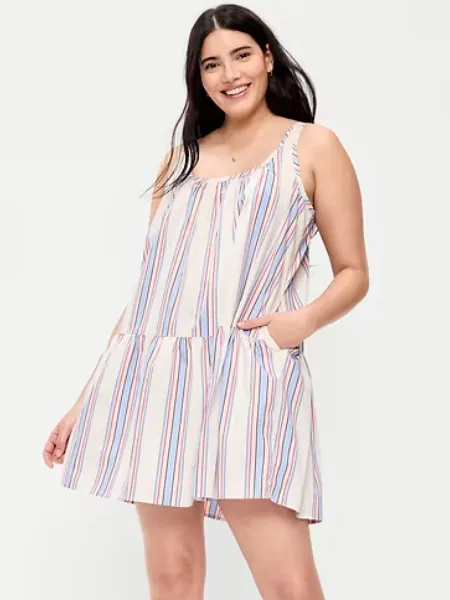 Sleeveless Scoop Neck Mini Swing Dress 